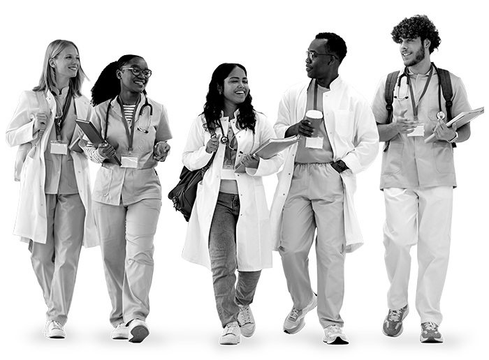 A group of nontraditional medical students standing together